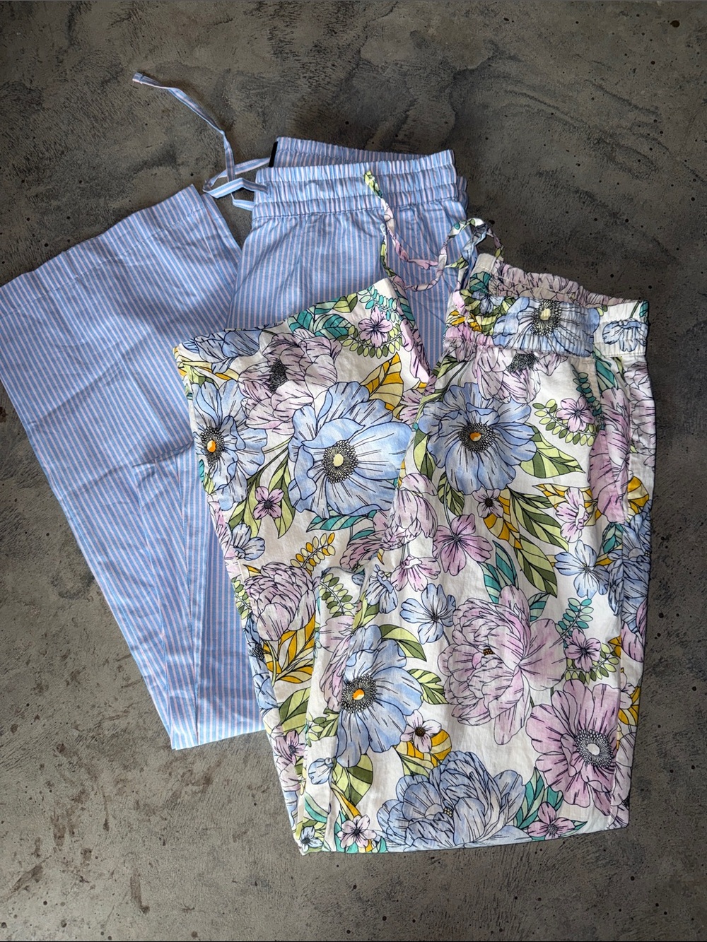 GAP Floral & Blue Striped Pull-On Pajama Pants